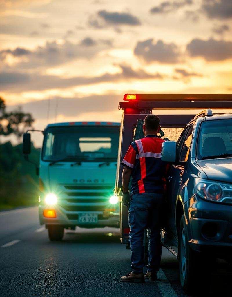 Guincho socorrendo motorista na estrada